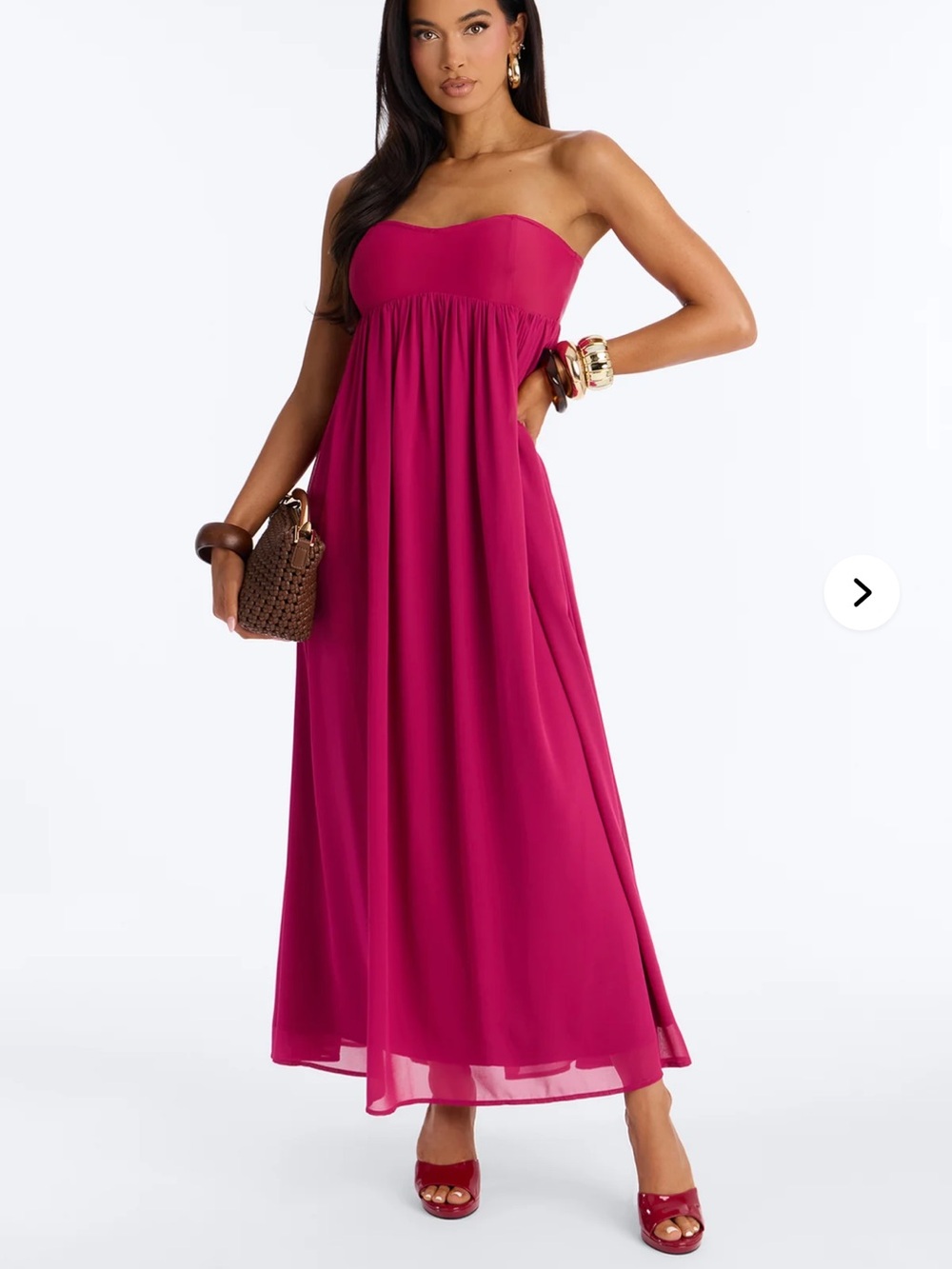 Fashion Nova Strapless Magenta Maxi Dress
